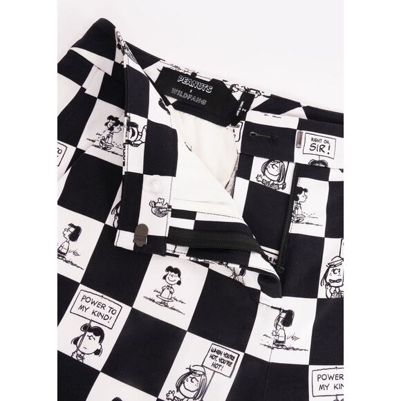 NWT LIMITED EDITION Peanuts X Wildfang Slim Crop Pant Peanuts Checkered Size 2 - Picture 7 of 11